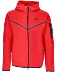 Nike - Leichtes Kapuzen-Sweatshirt Mit Reibverschluss, Sportswear Tech Fleece-Hoodie Fur Herren, Universitatsrot/Schwarz - Lyst