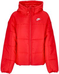 Nike - W Essential Thermic Classic Puffer University Rood/Wit Donsjack Voor - Lyst