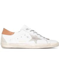 Golden Goose - Deluxe Brand Super-Star Leather Sneakers With Back Contrasting Patch - Lyst