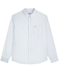 Guess - Gestreept Shirt Met Blauwe Pocket - Lyst