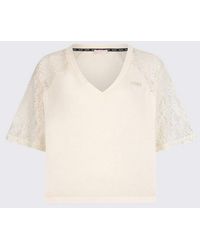 Liu Jo - T-Shirt Met Witte Kant Details - Lyst