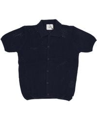 Arte' - Shirt Sleeve Short Crochet Knit Button Shirt - Lyst