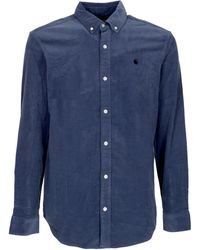 Carhartt - Overhemd Met Lange Mouwen L/S Madison Fijn Koord Overhemd Hudson Blauw/Zwart - Lyst