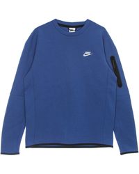 Nike - Lightweight Crewneck Sweatshirt Sportswear Tech Fleece Dk Marina/Light Bone - Lyst