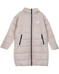 Nike - W Therma Fit Repel Classic Hooded Parka Damen Lange Daunenjacke Oxford/Schwarz/Weib - Lyst