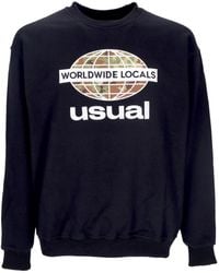 USUAL - Worldwide Locals Crewneck Lichtgewicht Sweatshirt Met Ronde Hals Zwart - Lyst