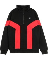 DOLLY NOIRE - Gravity Herensweatshirt Met Halve Rits, Zwart/Rood - Lyst