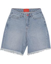 Vision Of Super - Short Jeans Printed Logo And Flames Patch Shorts - Lyst