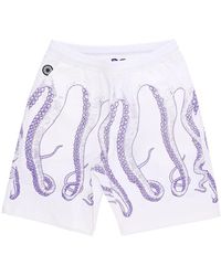 Octopus - Outline Jogger Short Korte Broek Wit/Paars - Lyst