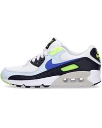 Nike - Wmns Air Max 90 Summit Blanc/Bleu Racer/Volt/Teinte Bleue Femme Chaussure Basse - Lyst