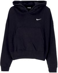 Nike - Leichtes Damen-Kapuzenpullover W Sportswear Jersey Ubergrober Pullover-Hoodie Schwarz/Weib - Lyst