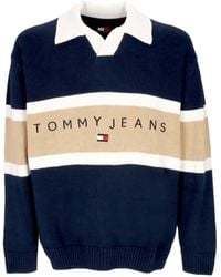 Tommy Hilfiger - Pull A Col Rond Trophy Rugby Decontracte Pour Hommes Dark Night - Lyst