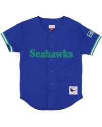 Mitchell &amp; Ness - Nfl On The Clock Mesh Button Front Seasea Button Jacket - Lyst