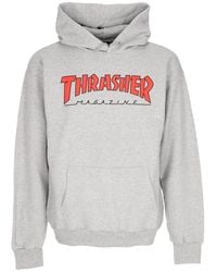 Thrasher - Herenhoodie Outlined Hoodie Light Steel/Rood - Lyst