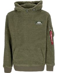 Alpha Industries - Herren-Teddy-Hoodie Salbeigrun - Lyst