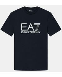 EA7 - T-Shirt Slim Fit Marine Blauw - Lyst