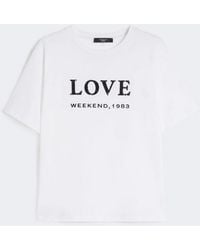 Max Mara - T-Shirt Met Print En Borduurwerk Witte Vrouw - Lyst