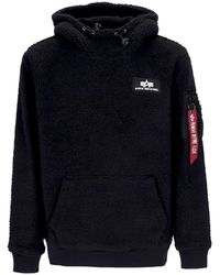 Alpha Industries - Herren Kapuzenpullover Teddy Hoodie Schwarz - Lyst