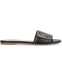 Liu Jo - Frauen Sandy 03 Leder Hausschuhe Mit Elegantem Schwarzem Logo Sa6127P010222222 - Lyst