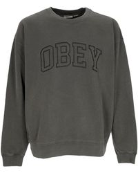 Obey - Sweatshirt Leger A Col Rond Pour Hommes Pigment Collegiate Extra Heavy Crew Fleece Pigment Pirate Noir - Lyst