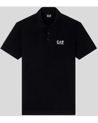 EA7 - Polo Met Logo Borst Zwart - Lyst