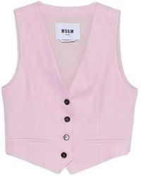 MSGM - Gilet Met V-Hals En Knoopsluiting - Lyst