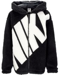 Nike - Teddy Bear Damen W Sportswear Logo Hochflorjacke Schwarz/Sail - Lyst