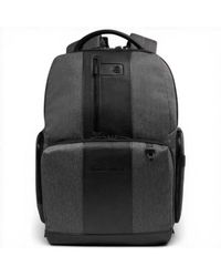 Piquadro - Brief Backpack 2 And Fabric Recycled And Leather With Laptop 14' And Ipad - Lyst