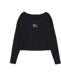 Nike - T-Shirt Met Lange Mouwen W Air L/S Tee Zwart/Wit - Lyst