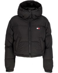 Tommy Hilfiger - Chaqueta Para Mujer Crop Alaska Puffer Negro - Lyst