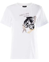 Nenette - T-Shirt Met Witte Vrouw Print - Lyst