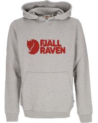 Fjallraven - Herren Hoodie Logo Hoodie Grau Melange - Lyst