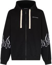 Vision Of Super - Lightweight Hooded Zip Sweatshirt Embroidered Flames Open Hoodie - Lyst