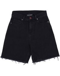 Vision Of Super - Jean Court Pour Hommes, Short En Jean Enduit, Denim Noir - Lyst
