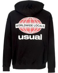 USUAL - Worldwide Locals Hoodie Zwart Lichtgewicht Herensweatshirt Met Capuchon - Lyst