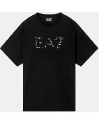 EA7 - T-Shirt Met Zwart Vrouwen Logo - Lyst