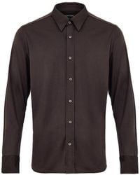 Tom Ford - Chemise En Soie Brune - Lyst