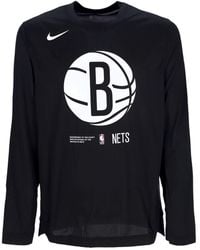 Nike - T-Shirt A Manches Longues Homme Nba Pregame Dri-Fit/S Top Bronet Noir/Gris Acier Fonce - Lyst