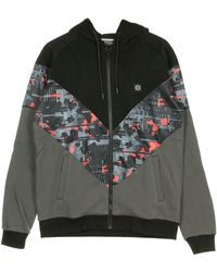 DOLLY NOIRE - Herenhoodie Met Virtuele Rits, Zwart/Glitch Camouflage - Lyst