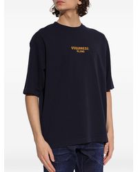 DSquared² - T-Shirt Blauw Logo Milan - Lyst