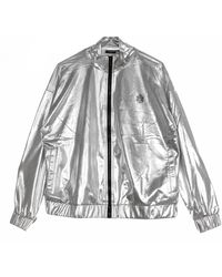 DOLLY NOIRE - Damen-Trainingsjacke, Silberfarbener Chrom-Reibverschluss, Silberfarben - Lyst