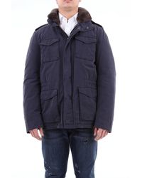 Herno Parka avec fourrure sur le cou - Bleu