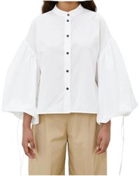 MEIMEIJ - Camisa En La Mujer Coreana Con Manga De Globo - Lyst