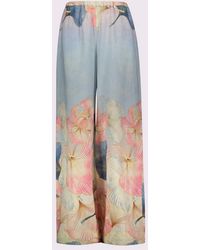 GAUDI - Linnen Broek Met Roze-Cielo Print - Lyst