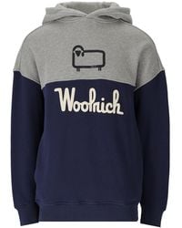 Woolrich - Hoodie colour block à logo imprimé - Lyst