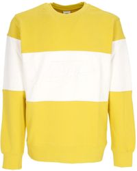 Nike - Club Plus Lichtgewicht Herensweatshirt Met Ronde Hals, Colorblock, Ronde Hals, Levendig Zwavel/Wit - Lyst