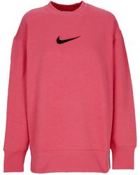 Nike - Damessweatshirt Met Ronde Hals Sportkleding Oversized Fleece Met Ronde Hals Adobe/Zwart - Lyst