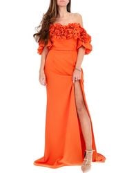 Sophie Haute Couture - Long Boat-Neck Dress With Ruffles - Lyst