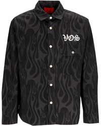 Vision Of Super - Aop Flames Print Shirt Shirt Met Lange Mouwen Zwart - Lyst
