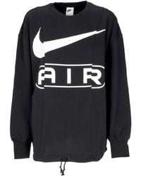 Nike - Sweat-Shirt Leger A Col Rond Pour Femme W Air Crewneck Noir/Blanc - Lyst